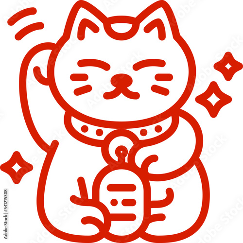 maneki neko japanese lucky cat line icon illustration for printing,web,app,design element,poster,advertising,presentation,card,etc photo