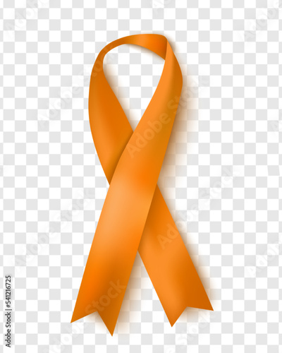 National Kidney Cancer Awareness Month. The Ribbon Is Orange, Highlighted On A Transparent Background. Vector Design Template For A Poster.