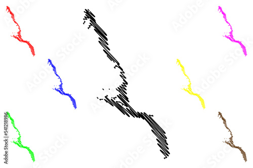 Long island (Commonwealth of The Bahamas, Cenrtal America, Caribbean islands) map vector illustration, scribble sketch Long map