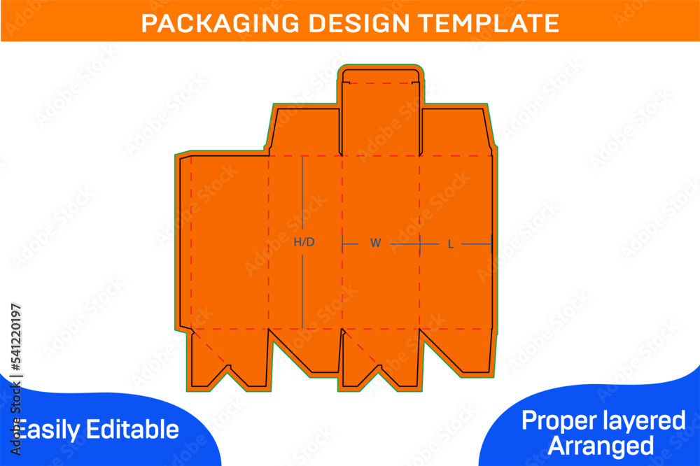 medicin box, Auto bottom lock Tuck top box Dieline template and 3D ...