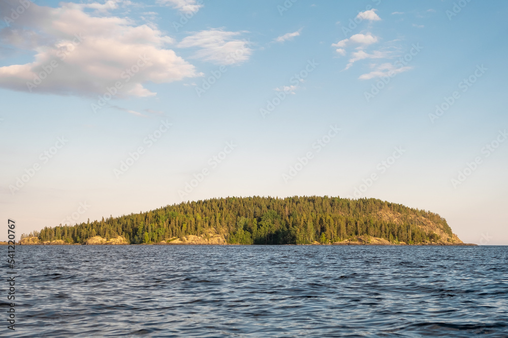 Ladoga lake. Panorama of the Republic of Karelia. Northern nature of Russia. Island with pines Ladoga lake. Panorama of the Republic of Karelia. Northern nature of Russia. Island with pines
