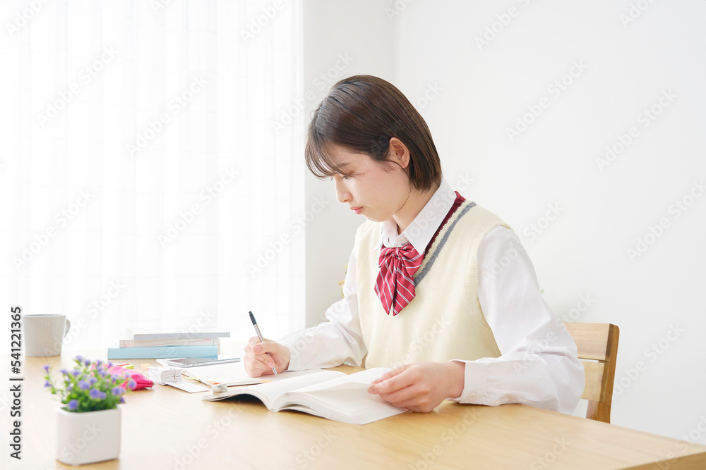 自宅で勉強する高校生 自宅で勉強する高校生