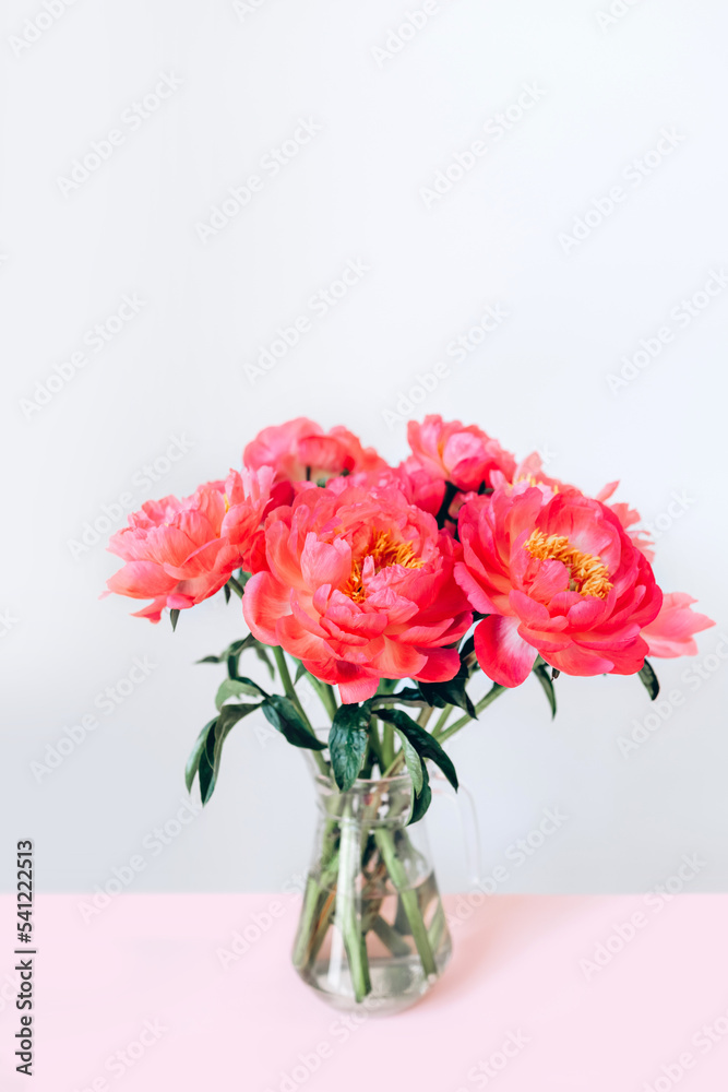 vase with peonies on white background vase with peonies on white background