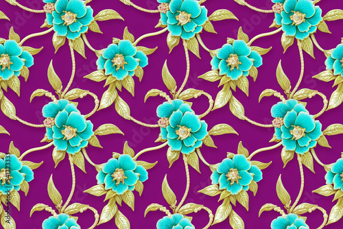 Beautiful floral wallpaper. Seamless repeat pattern for wallpaper  fabric and paper packaging  curtains  duvet covers  pillows  digital print design. 3d illustration