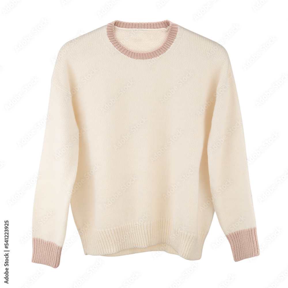 © Dzha - Beige sweater, cozy stylish women's knit pullover on a white background. Mock-up of fashion clothes for autumn and winter for sale. © Dzha - Beige sweater, cozy stylish women's knit pullover on a white background. Mock-up of fashion clothes for autumn and winter for sale.