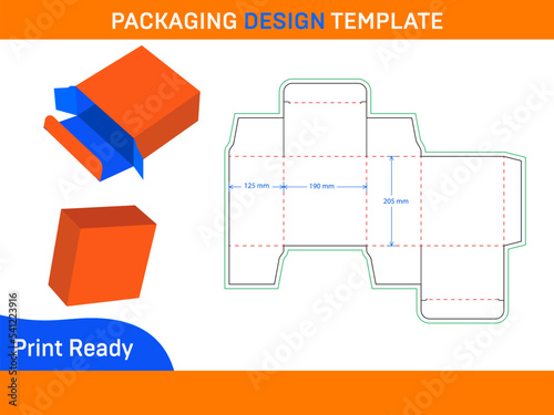 Resizable and editable Tuck End Cosmetic box Dieline template and 3D render box