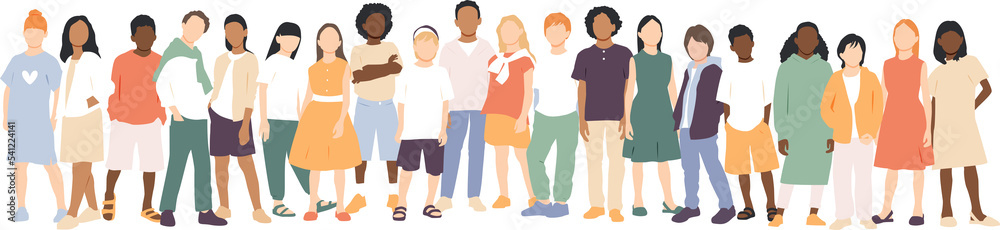 Children of different ethnicities stand side by side together. Children of different ethnicities stand side by side together.