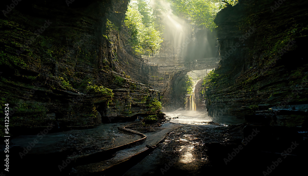 AI generated image of Watkins Glen State Park in upstate New York AI generated image of Watkins Glen State Park in upstate New York