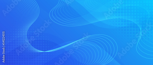 Gradient blue background with wavy lines. Modern banner template vector. © kanpisut