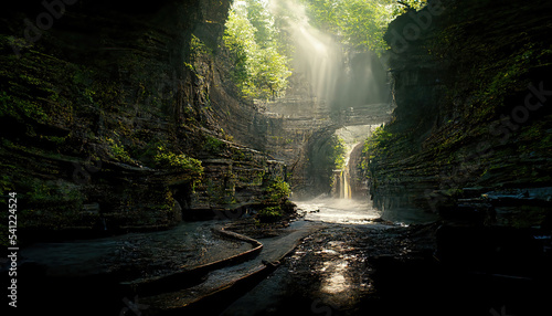 AI generated image of Watkins Glen State Park in upstate New York photo