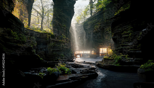 AI generated image of Watkins Glen State Park in upstate New York photo