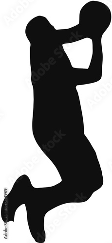 silhouettes of basketball players in action with transparent background
