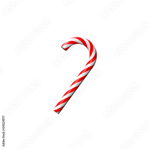 3D Render Of Red And White Candy Cane Icon.