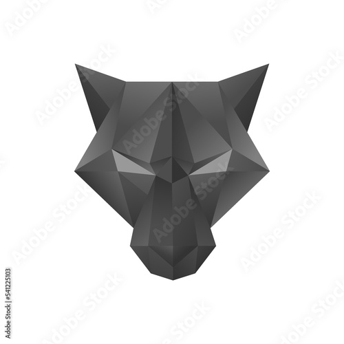 Low poly illustration wolf head vector illustration, animal polygonal wolf dog line outline icon logo template