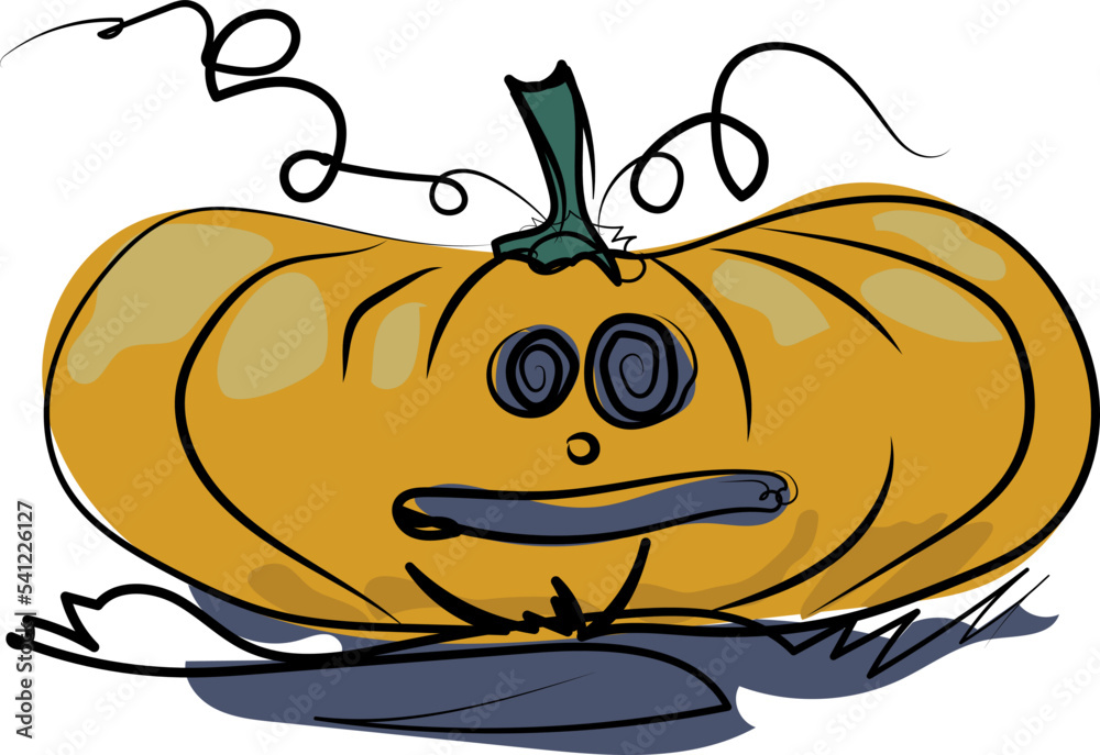 vector halloween pumpkin with emotional face