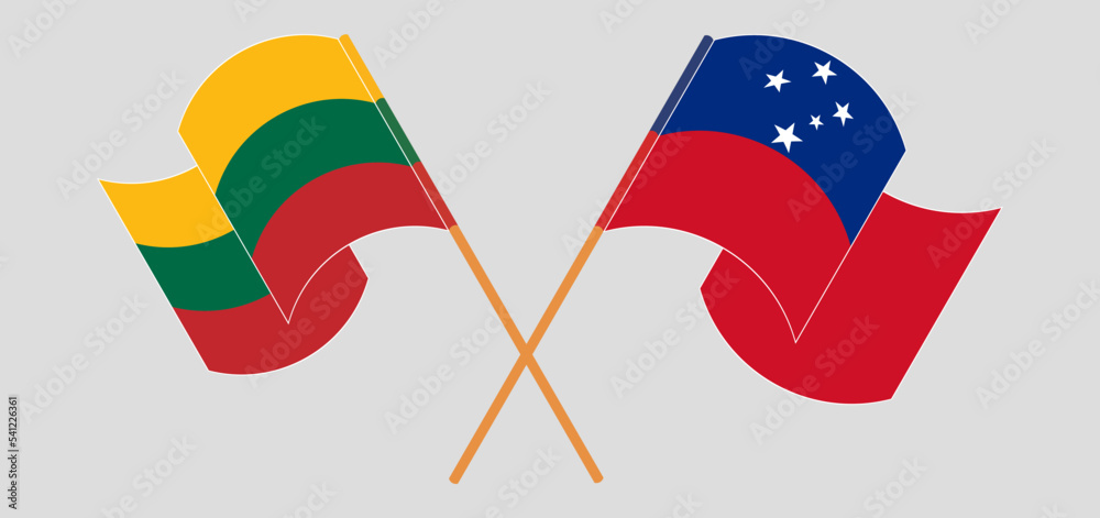 Crossed and waving flags of Lithuania and Samoa Crossed and waving flags of Lithuania and Samoa