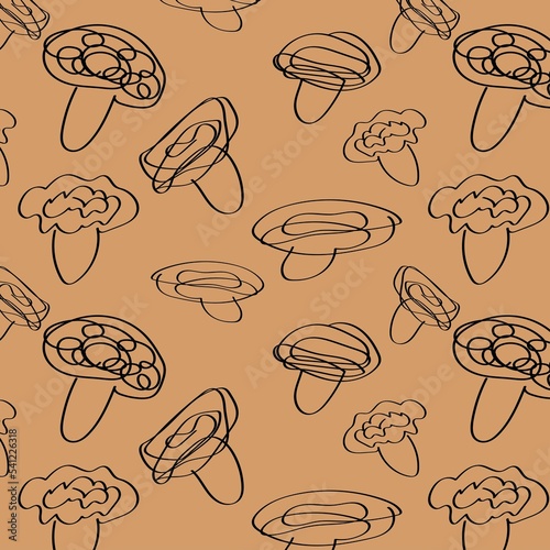 Fresh mushroom doodle set pattern.
