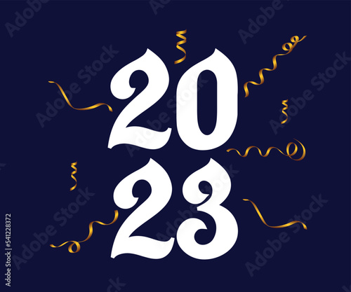 2023 New Year Background Design.2023 Number Vector.Blue Background.