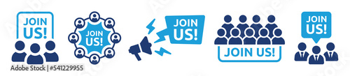 Join us icon set. Hiring employment symbol. Human resources concept.