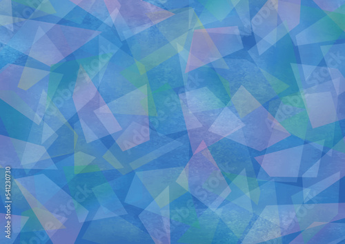 青の幻想的でメルヘンな水彩幾何学模様背景