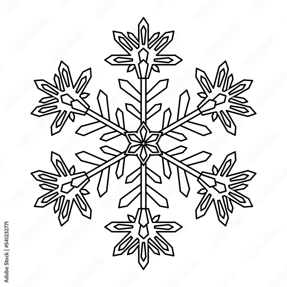 Snowflake line art design, coloring page. Vector illustration Stock Vector Adobe Stock
