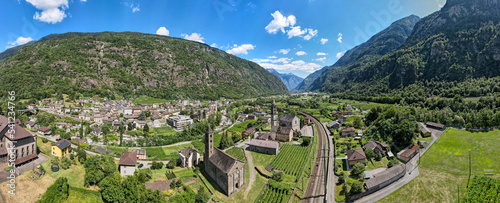Drone view at the village of Giornico on Switzerland photo