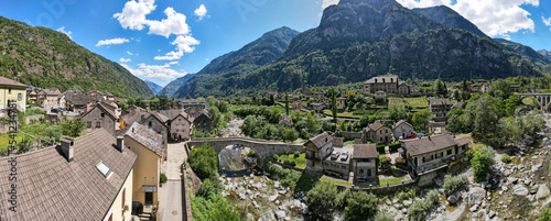 Drone view at the village of Giornico on Switzerland photo