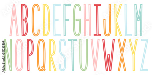 colorful rainbow letter alphabet set