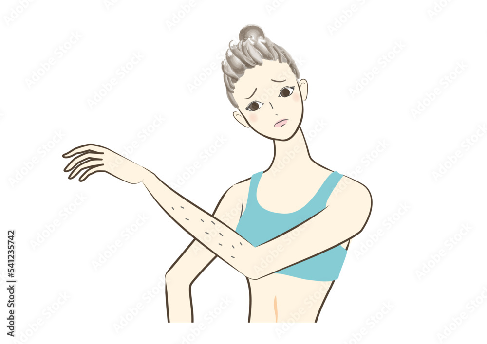 女性　腕　脱毛イラスト