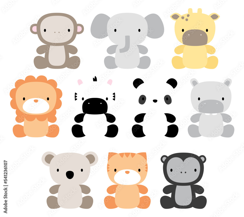 set of jungle animal characters for babies and kids set of jungle animal characters for babies and kids