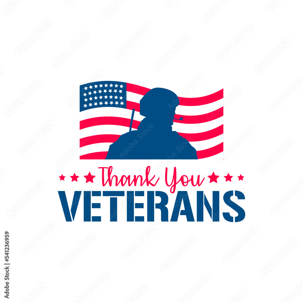 Thank you veterans day with soldier silhouette vector design Stock