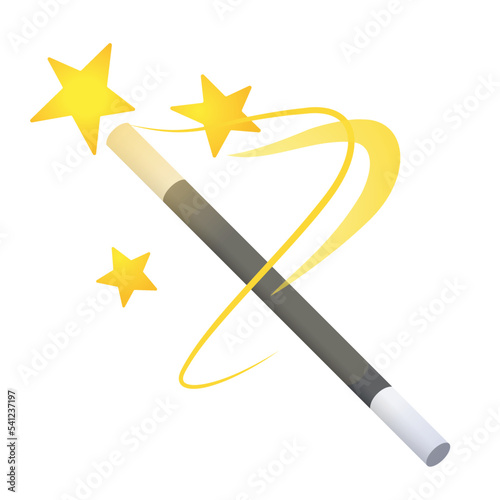 Magic Wand vector emoji sign. Isolated wand with sparkles