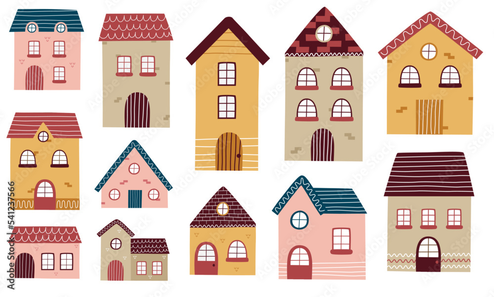 Set of house in scandinavian style. Simple house vector illustration.