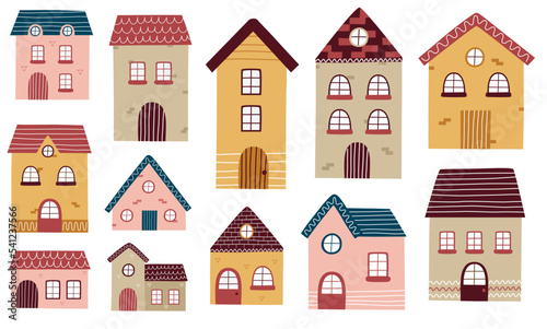 Set of house in scandinavian style. Simple house vector illustration.