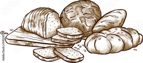Fotografia detailed hand drawn vintage-style illustration of freshly baked breads