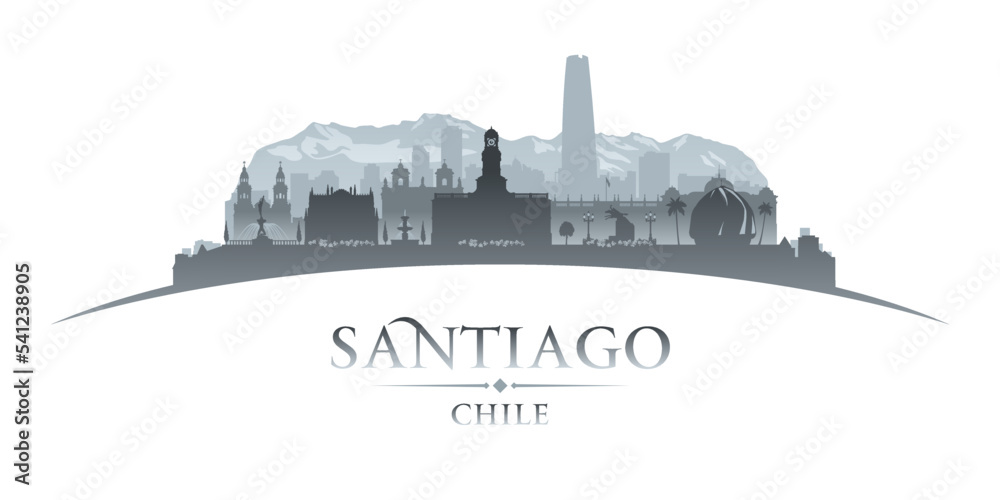 Santiago Chile city silhouette white background