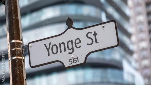 Yonge Street sign in downtown Toronto, Ontario, Canada. photo
