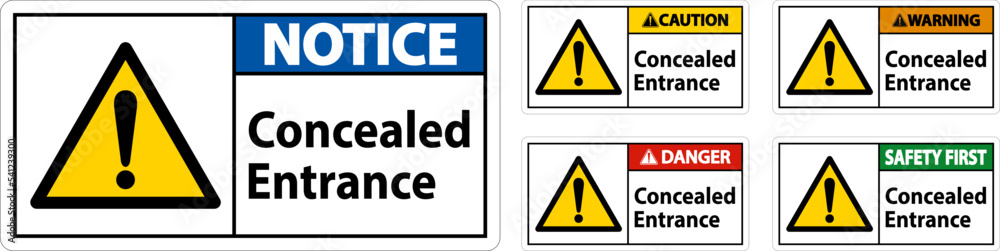 Label Concealed Entrance Sign On White Background Label Concealed Entrance Sign On White Background
