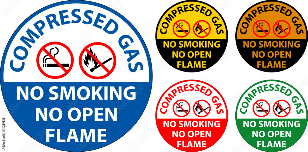 Obraz premium Compressed Gas No Smoking No Open Flame Floor Sign