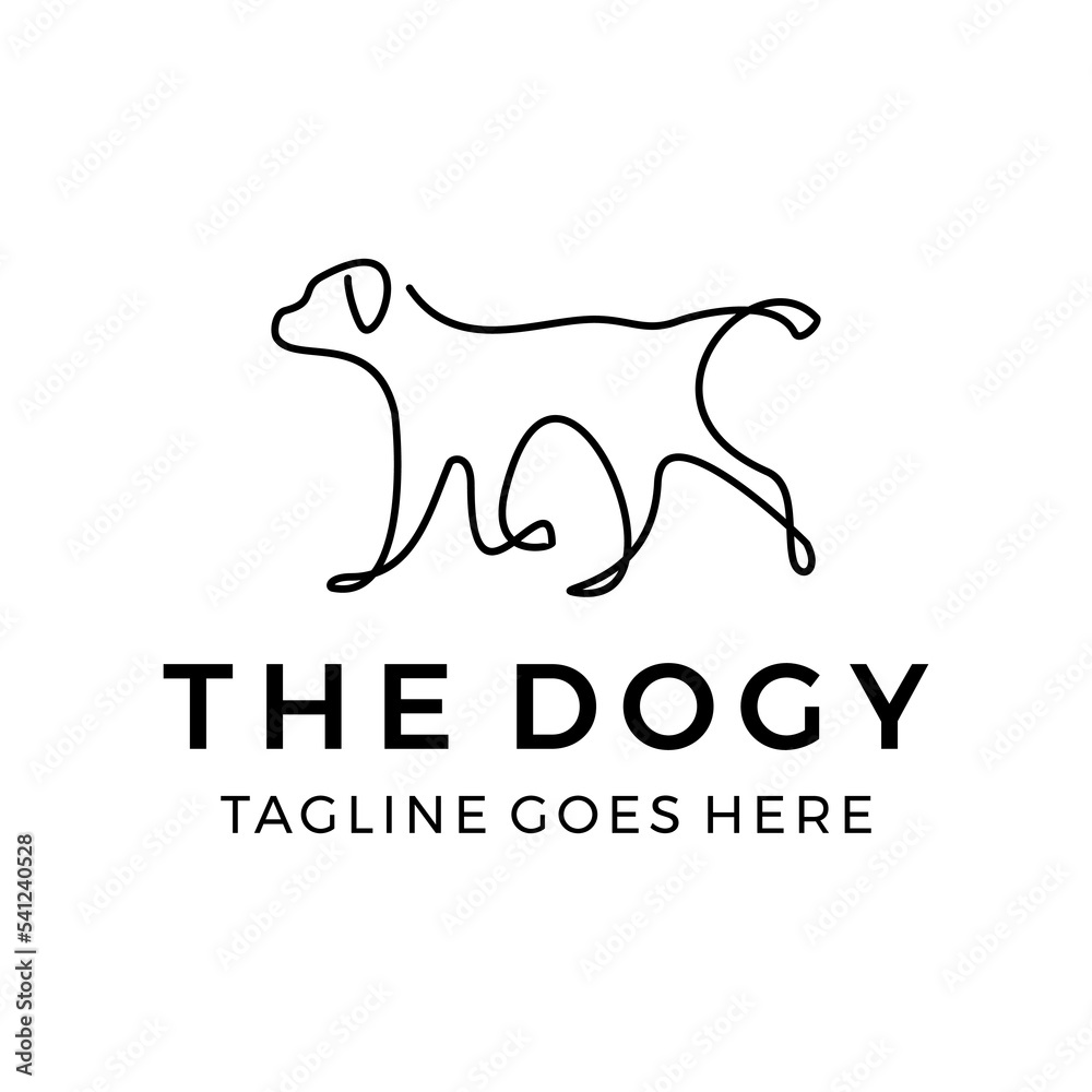 Dog monoline line art vector logo design
