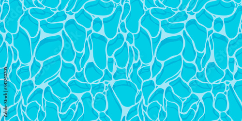 Blue pool pattern. Seamless print of water surface top view cartoon style, deep liquid aqua ripple, summer swimming background. Vector texture