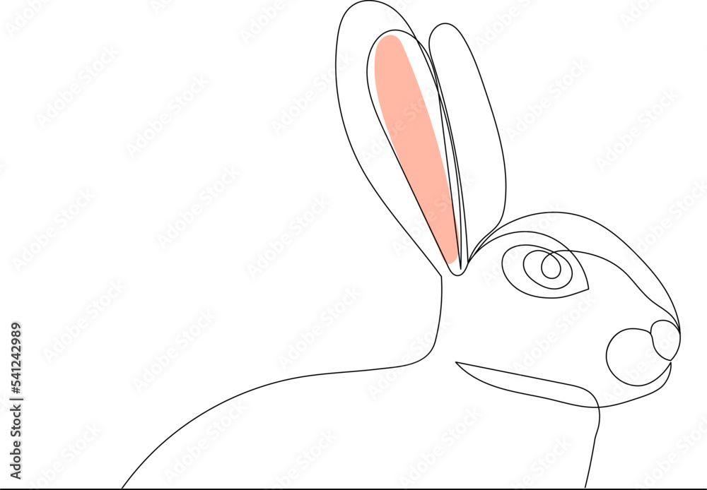 rabbit cute portrait drawing in one continuous line rabbit cute portrait drawing in one continuous line