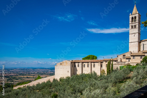 View from Assisi across the Valle Umbra plain in Italy photo