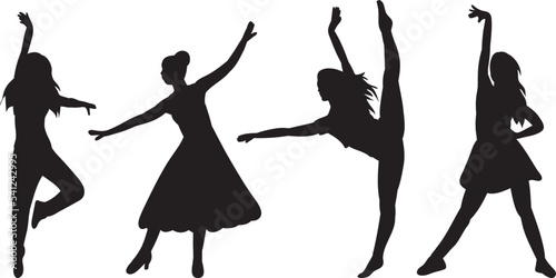 dancing people, dance silhouette design isolated vector