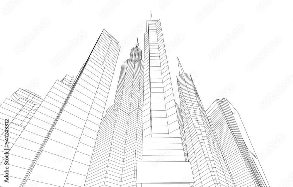 Fototapeta premium Modern city architecture 3d illustration