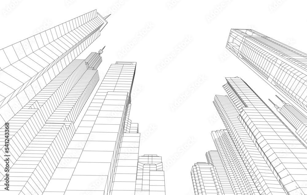 Modern city architecture 3d illustration