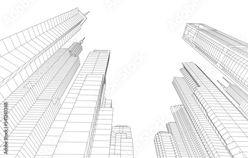 Modern city architecture 3d illustration
