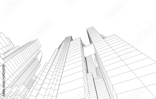 Modern city architecture 3d illustration