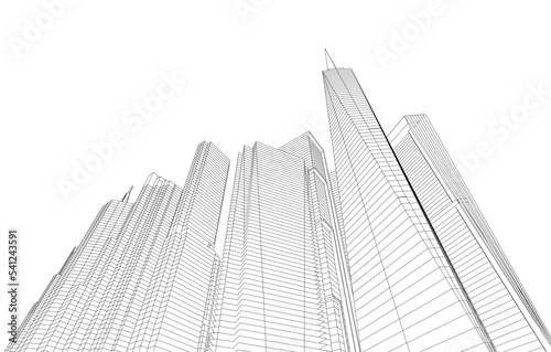 Modern city architecture 3d illustration