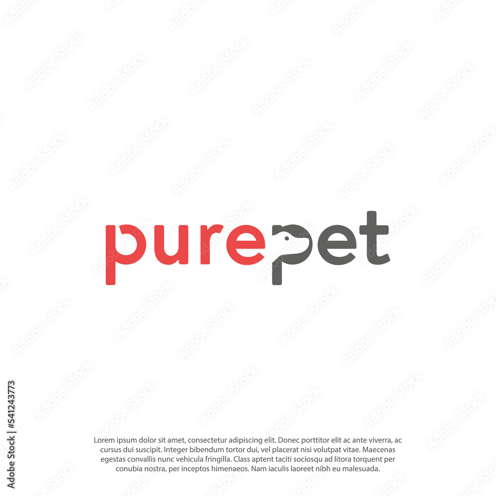 Logo for pet shop or animal clinic lettering pet, pure pet or petshop logo design vector